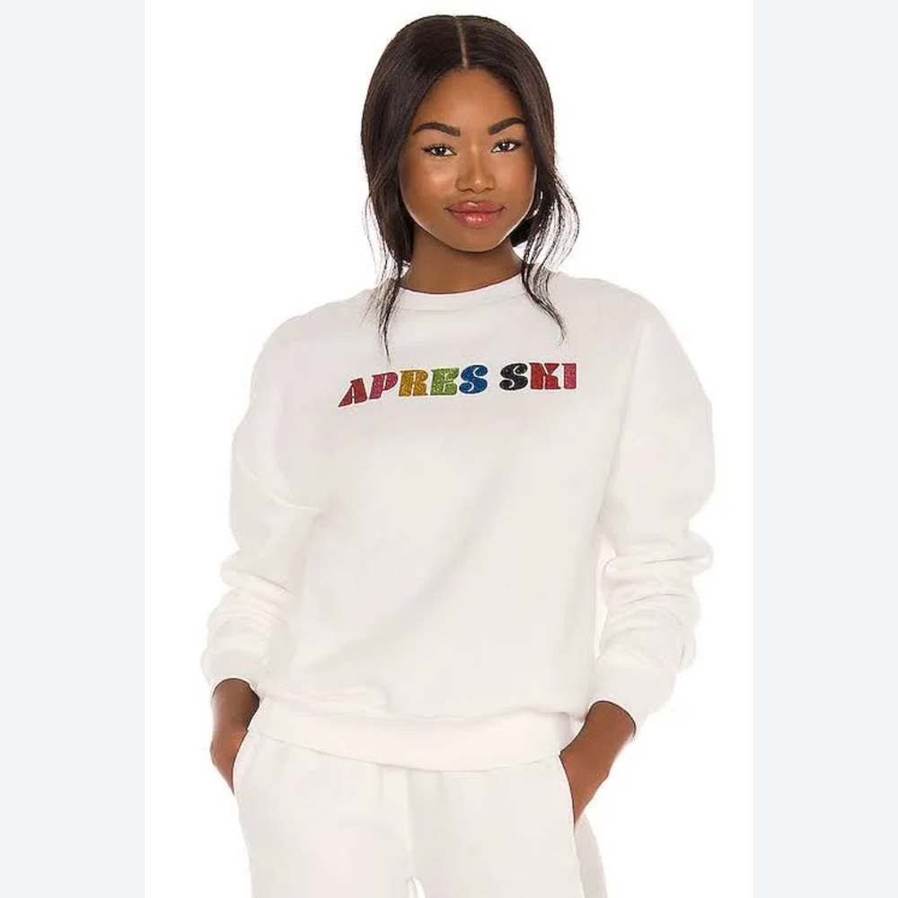 Beach Riot White "APRES SKI" Graphic Sweatshirt